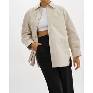 NEW LAMARQUE estelle leather oversized shirt in bone